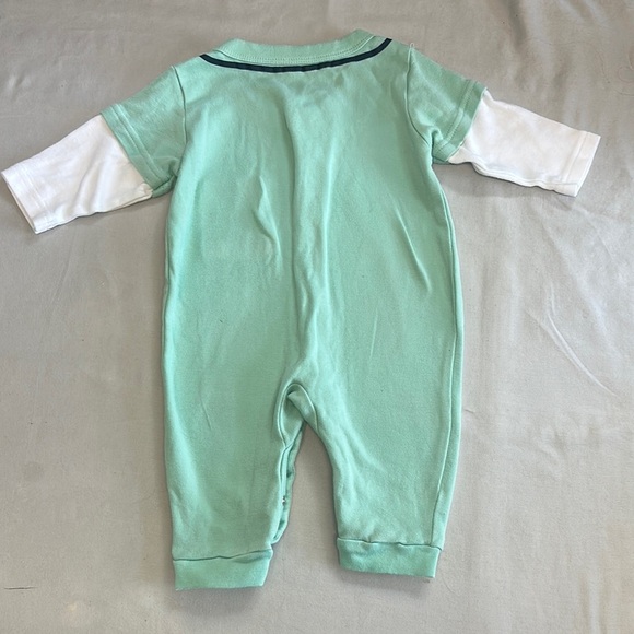 Baby Aspen Green and White Footies One Piece with Soft Cotton - Picture 4 of 4